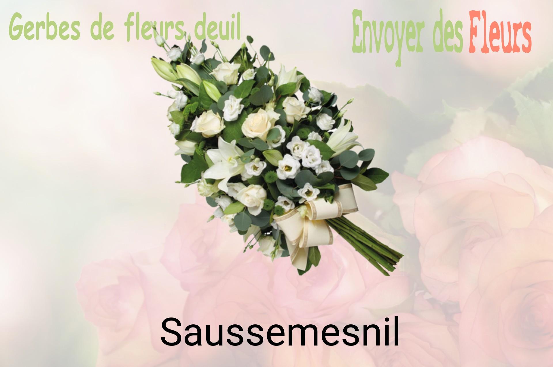 Gerbe de fleurs de deuil livrée à Saussemesnil